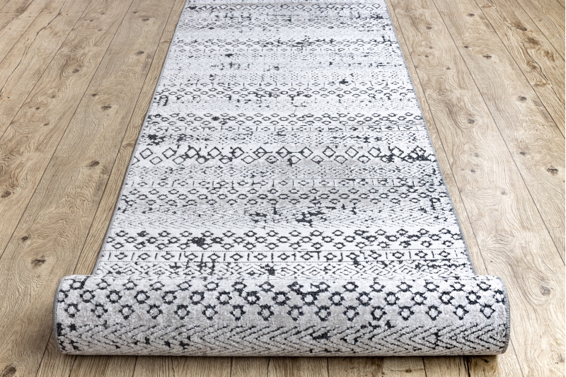 Modern Hall Runner "SIERRA" ethnic grey flat woven 60-120cm extra long RUGS 