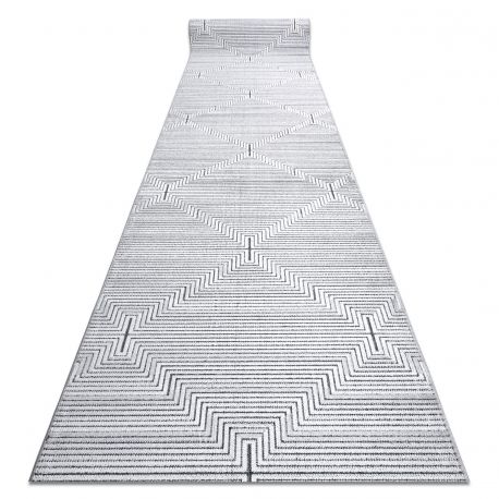 Tapis de couloir Structural SIERRA G5018 tissé à plat gris - bandes, diamants