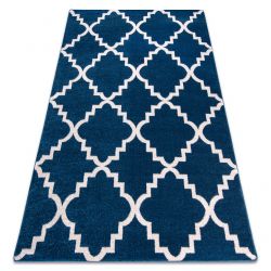 Tapis SKETCH - F343 bleu et blanc trèfle marocain trellis