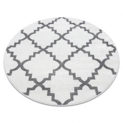 Kulatý koberec SKETCH - F343 krém/šedá trellis