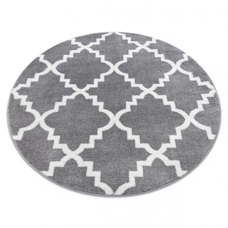 Okrúhly koberec SKETCH - F343 sivá /biela trellis