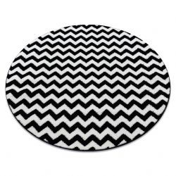 Okrúhly koberec SKETCH F561 Cik cak, čierna, biela