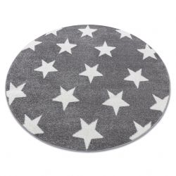 Okrúhly koberec SKETCH - FA68 sivá, biela - hviezdy 