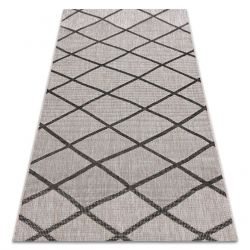 Alfombra de cuerda sisal FLOORLUX 20336 Diamantes plata / beige / negro