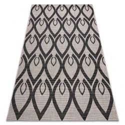 Alfombra de cuerda sisal FLOORLUX 20441 HOJAS plata / beige / negro