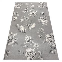 Teppich GNAB 60642653 Blumen Rosen grau / weiß