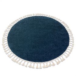Ковер BERBER 9000 круг темно-синий бахромой мохнатый