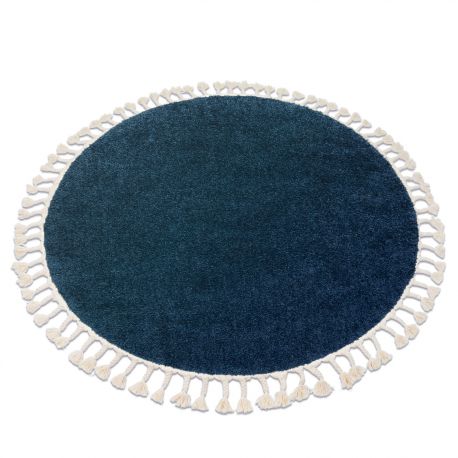 Okrúhly koberec BERBER 9000, tmavo-modrá - strapce, Maroko, Shaggy