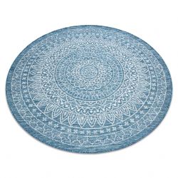Carpet SISAL LOFT 21207 Rosette BOHO circle ivory/silver/blue