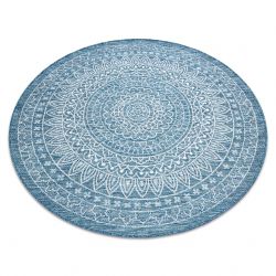 Sisaltæppe SISAL LOFT 21207 Rosette hjul BOHO elfenben/sølv/blå