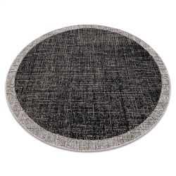 Okrúhly koberec SISAL FLOORLUX 20401 Rám, čierna, strieborná 