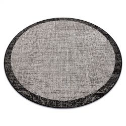 Fonott sizal floorlux szőnyeg Kör 20401 Keret ezüst / fekete