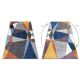 Kilimas SOFT 6162 geometrinis, TRIKAMPIAI pilka / mėlyna / vario