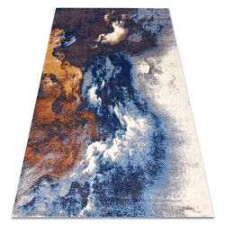 Covor lavabil modern SHAPE 3106 Floare shaggy - albastru, antiderapant
