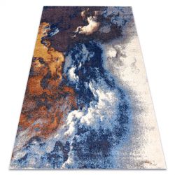 Модерен перален килим SHAPE 3106 цвете shaggy - син плюшен, антихлъзгащ