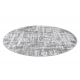 модерен MEFE килим кръг 8722 линии vintage - structural две нива на руно сив / бял