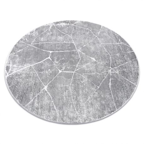 модерен MEFE килим кръг 2783 мрамор - structural две нива на руно сив
