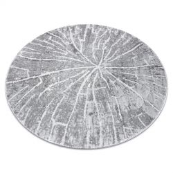 Moderný MEFE koberec okrúhly 2784 Peň stromu - Štrukturálny, dve vrstvy rúna sivá