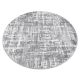Moderní MEFE koberec kulatý 8722 Pásy vintage - Strukturální, dvě úrovně rouna šedá / bílá