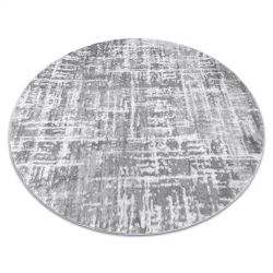 Moderný MEFE koberec okrúhly 8722 Pásy vintage - Štrukturálny, dve vrstvy rúna sivá / biela