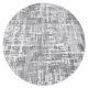 модерен MEFE килим кръг 8722 линии vintage - structural две нива на руно сив / бял
