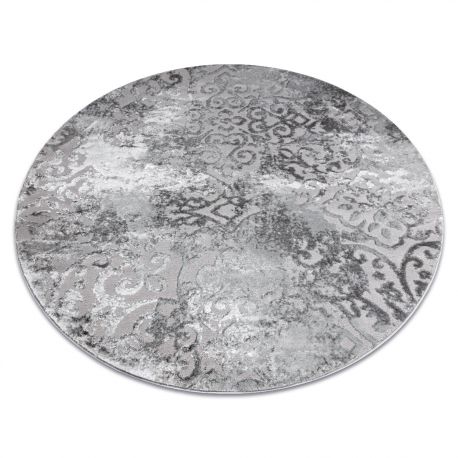 Modern MEFE Teppich Kreis 8724 Ornament vintage - Strukturell zwei Ebenen aus Vlies grau