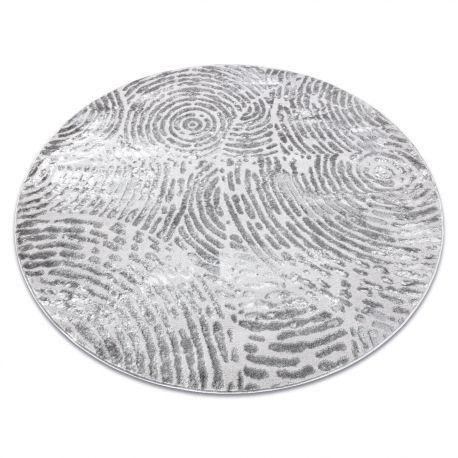 Modern MEFE matta Circle 8725 Circles Fingerprint - structural två nivåer av hudna grå 