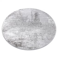 Moderný MEFE koberec okrúhly 8731 Vintage - Štrukturálny, dve vrstvy rúna sivá