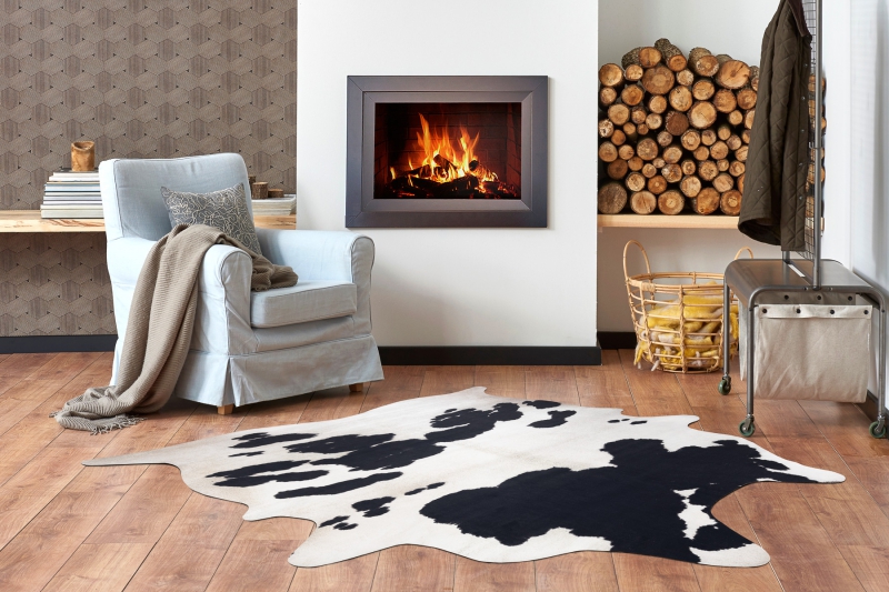 Alfombra Cuero de vaca artificial, Vaca G50691 blanco Cuero negro