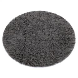 Flokati de lana círculo gris