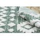 Tappeto ECO SIZAL BOHO MOROC Etno Zigzag 22319 frange - due livelli di pile verde / crema, tappeto in cotone riciclato