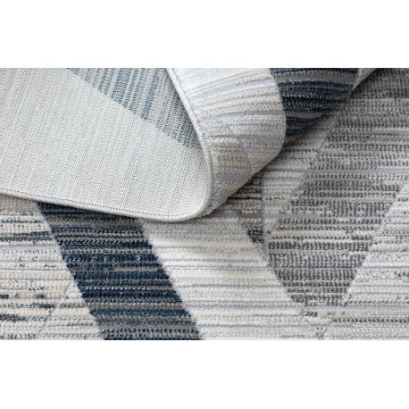Moderní koberec REBEC střapce 51166B Geometrický - dvě úrovně rouna tmavě modrá / krémový 80x150 cm