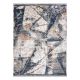 Moderný koberec REBEC 51176A Geometrický, Trojuholníky, strapce, dve vrstvy rúna, krémová, tmavo modrá