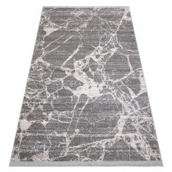 сучасний килим REBEC бахромою 51186B Мармур - два рівні флісу крем / сірий
