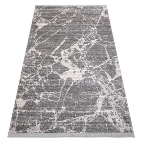 Moderní koberec REBEC střapce 51186B Mramor - dvě úrovně rouna krémový / šedá