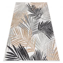 Koberec SISAL COOPER palmové listy, tropický 22258 ecru / černý