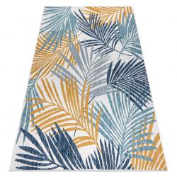 Teppich SISAL COOPER Palmenblätter, tropisch 22258 ecru / dunkelblau