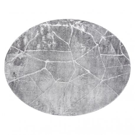 модерен MEFE килим кръг 2783 мрамор - structural две нива на руно тъмно сив
