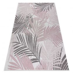 Paklājs SISAL SION Palmu lapas, tropu 2837 Plakani austs ekru / rozā krāsā