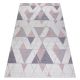 Alfombra sisal SION Geométrico, triangulos 3006 Tejido plano ecru / rosado