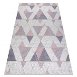 Teppich SISAL SION Geometrisch, Dreiecke 3006 flach gewebt ecru / rosa