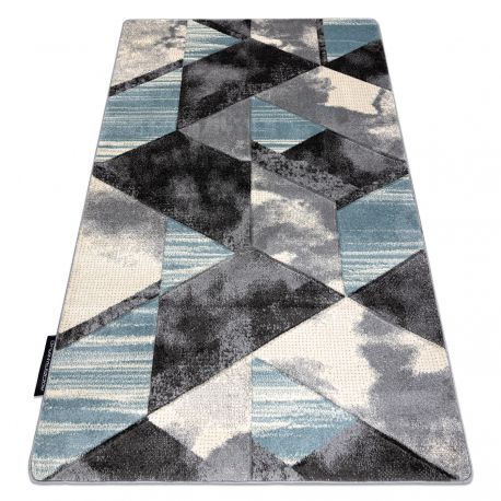 Teppich ALTER Wet Geometrisch, Dreiecke, Trapez blau