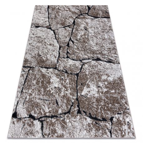 Moderní koberec COZY 8985 Brick Dlažba, kámen - Strukturální, dvě úrovně rouna, hnědý