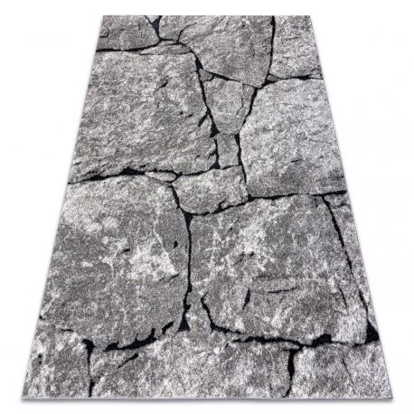 Moderný koberec COZY 8985 Brick Dlažba tehla, kameň - Štrukturálny, dve vrstvy rúna sivá