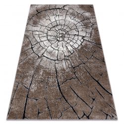 Moderný koberec COZY 8875 Wood, kmeň stromu - Štrukturálny, dve vrstvy rúna, hnedá