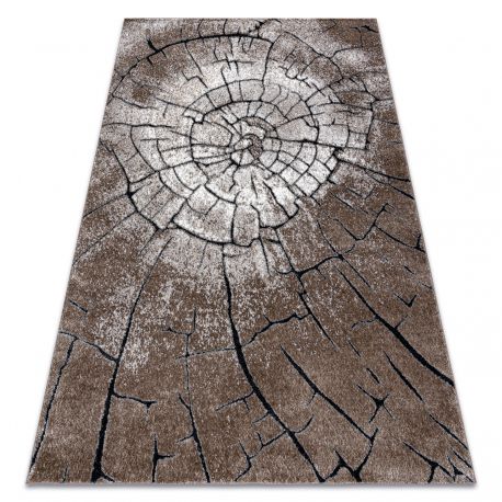 Alfombra moderna COZY 8875 Wood, tronco de arbol - Structural dos niveles de vellón marrón