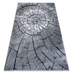 Moderní koberec COZY 8875 Wood, kmen stromu - Strukturální, dvě úrovně rouna šedá / modrý