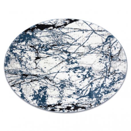 Preproga sodobni COZY 8871 Krog, Marble, Marmor - Strukturni, dve ravni flisa modra