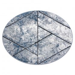 Moderný okrúhly koberec COZY 8872 Wall, geometrický ,trojuholníky - Štrukturálny, dve vrstvy rúna, modrá 