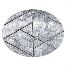 Tapete moderno COZY 8872 Circulo Wall, geométrico, triângulos - Structural dois níveis de lã cinzento / azul